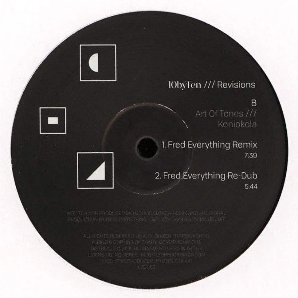 Mark Iveson / Art Of Tones - 10 By Ten / Revisions Jimpster & Fred Everything Remixes