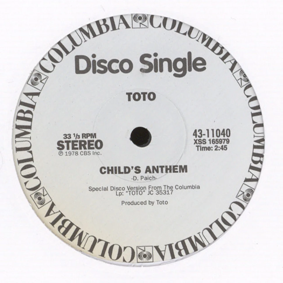 Toto - Georgy Porgy / Child's Anthem