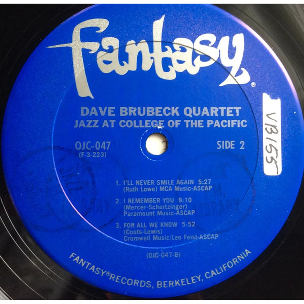 The Dave Brubeck Quartet Featuring Paul Desmond With Ron Crotty And Joe Dodge - Jazz At College Of The Pacific