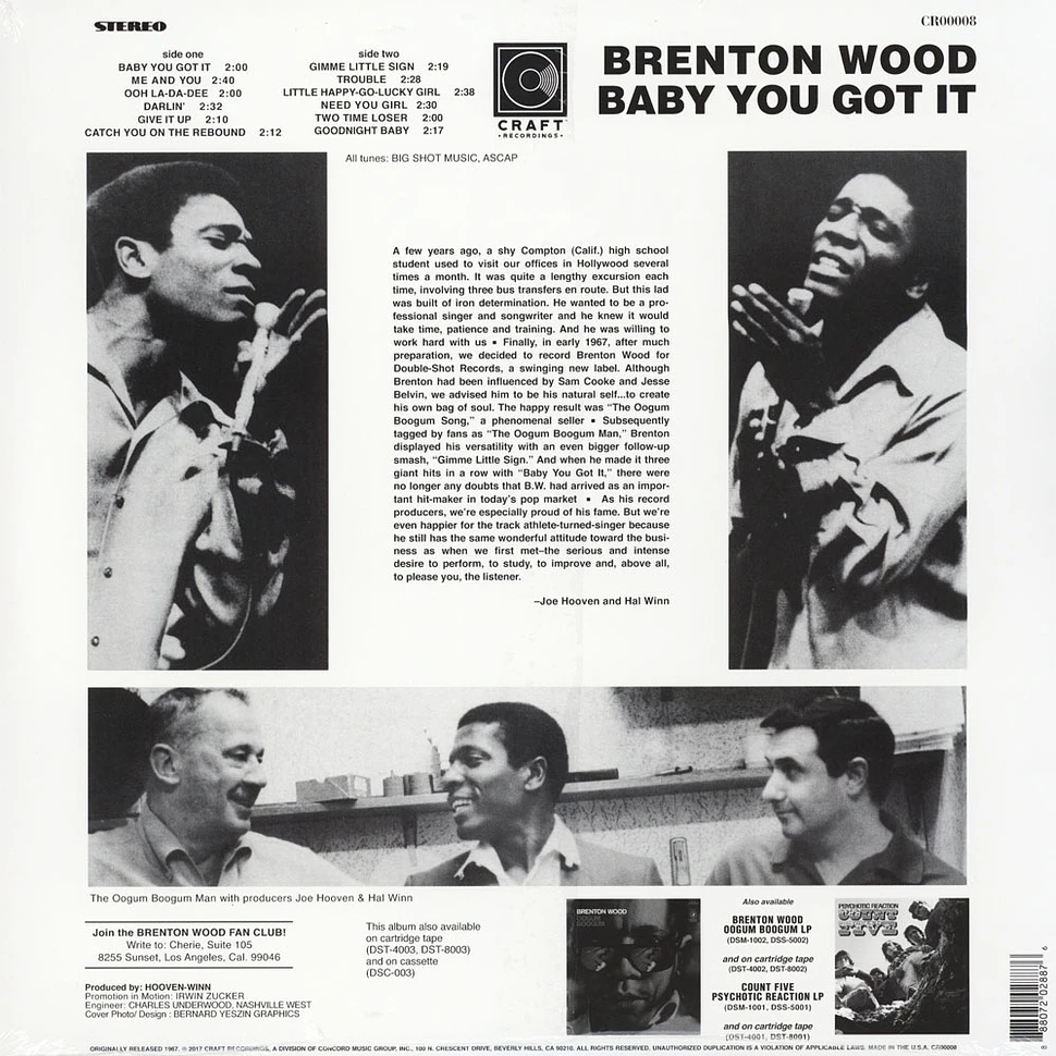 Brenton Wood - Baby You Got It