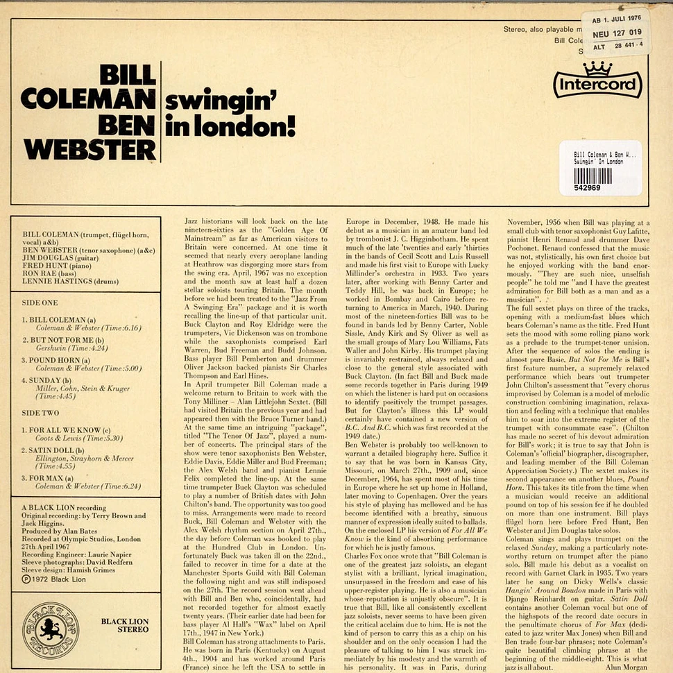 Bill Coleman / Ben Webster - Swingin' In London