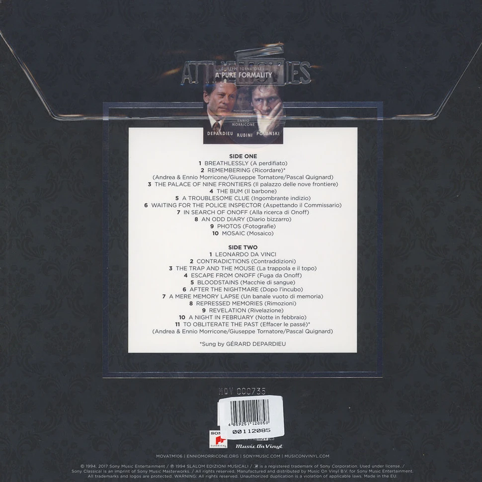 Ennio Morricone - OST A Pure Formality Clear Vinyl Edition