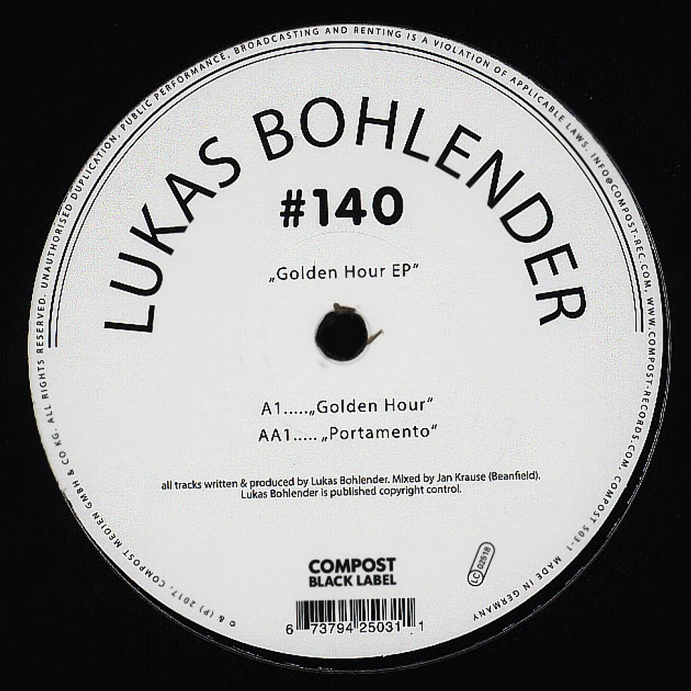 Lukas Bohlender - Compost Black Label 140 - Golden Hour EP