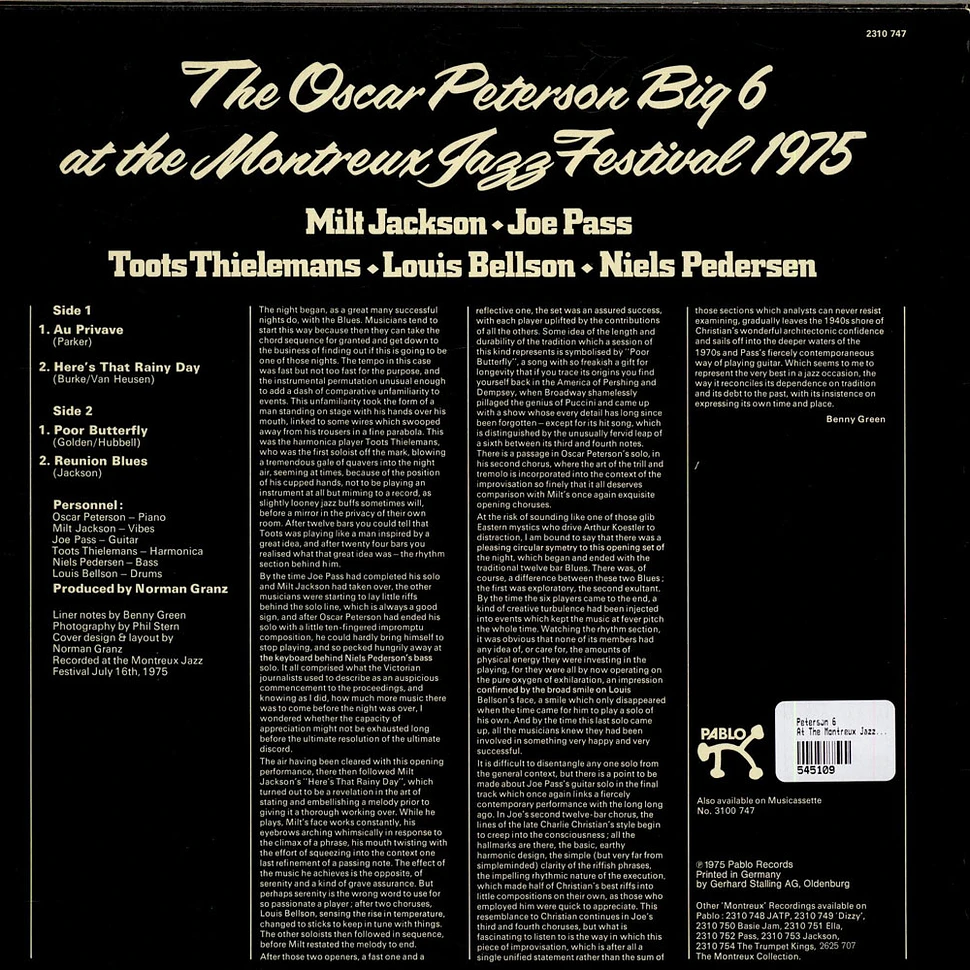 The Oscar Peterson Big 6 - The Oscar Peterson Big 6 At The Montreux Jazz Festival 1975