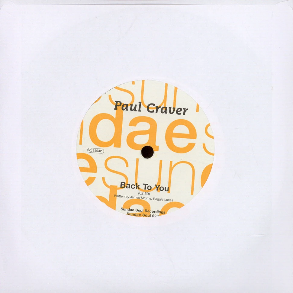 Paul Craver - Back To You / Don’t Let Love Walk Out On Us (T-Groove Remix)