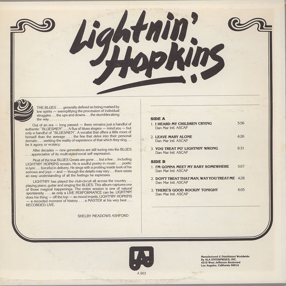 Lightnin' Hopkins - The Blues – Live!