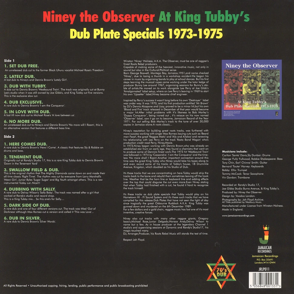 Niney The Observer - At King Tubby’s Dub Plate Specials 1973-1975