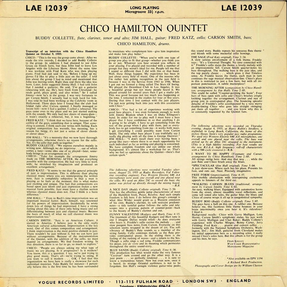 The Chico Hamilton Quintet , Featuring Buddy Collette - Chico Hamilton Quintet