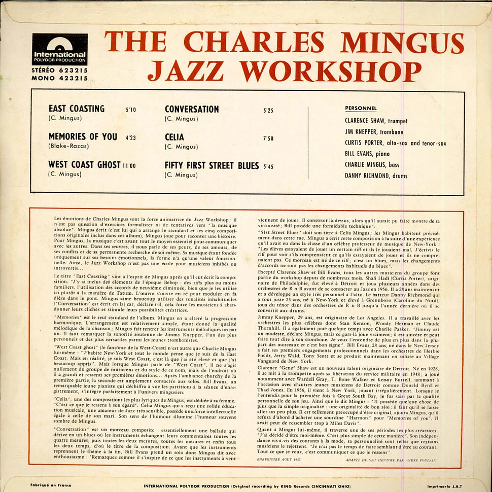 The Charles Mingus Jazz Workshop - With Bill Evans, Jimmy Knepper, Clarence Shaw, Curtis Porter and Danny Richmond