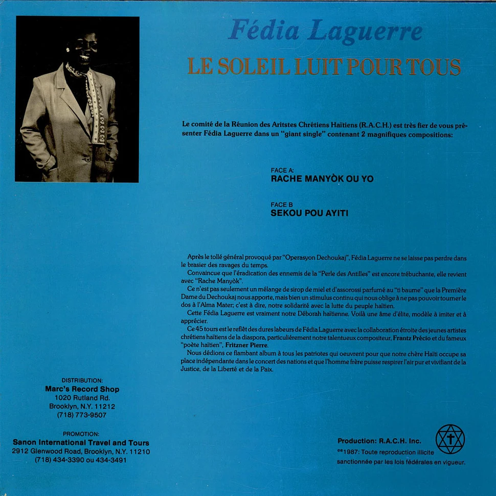 Fedia Laguerre - Le Soleil Luit Pour Tous / Rache Manyòk Ou Yo