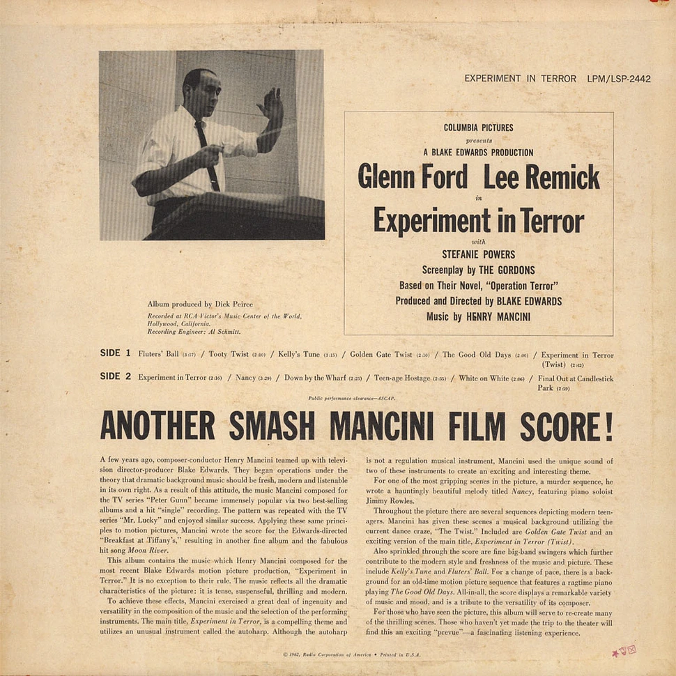 Henry Mancini - Experiment In Terror (Music From The Motion Picture)