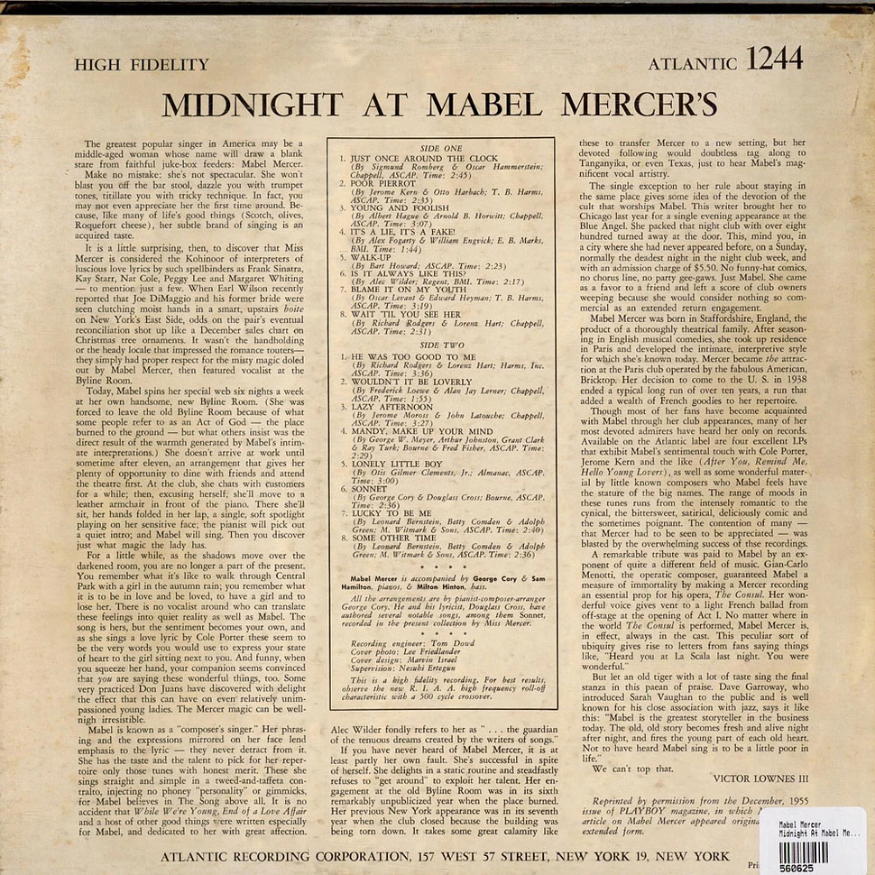Mabel Mercer - Midnight At Mabel Mercer's