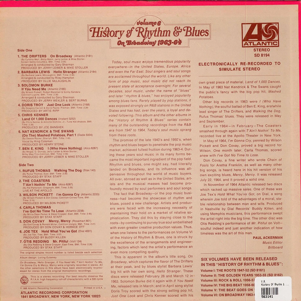 V.A. - History Of Rhythm & Blues Volume 6 On Broadway 1963-64