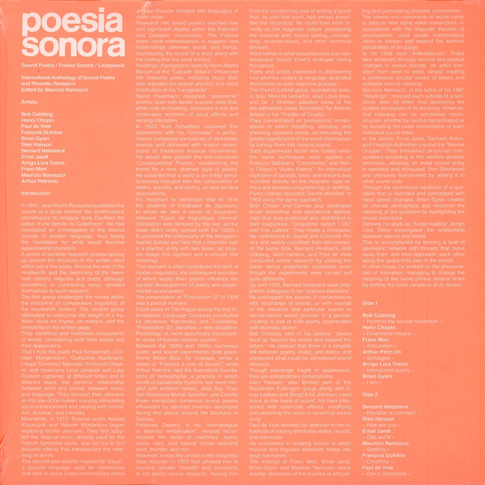 V.A. - Poesia Sonora Milk-Clear Vinyl Edition