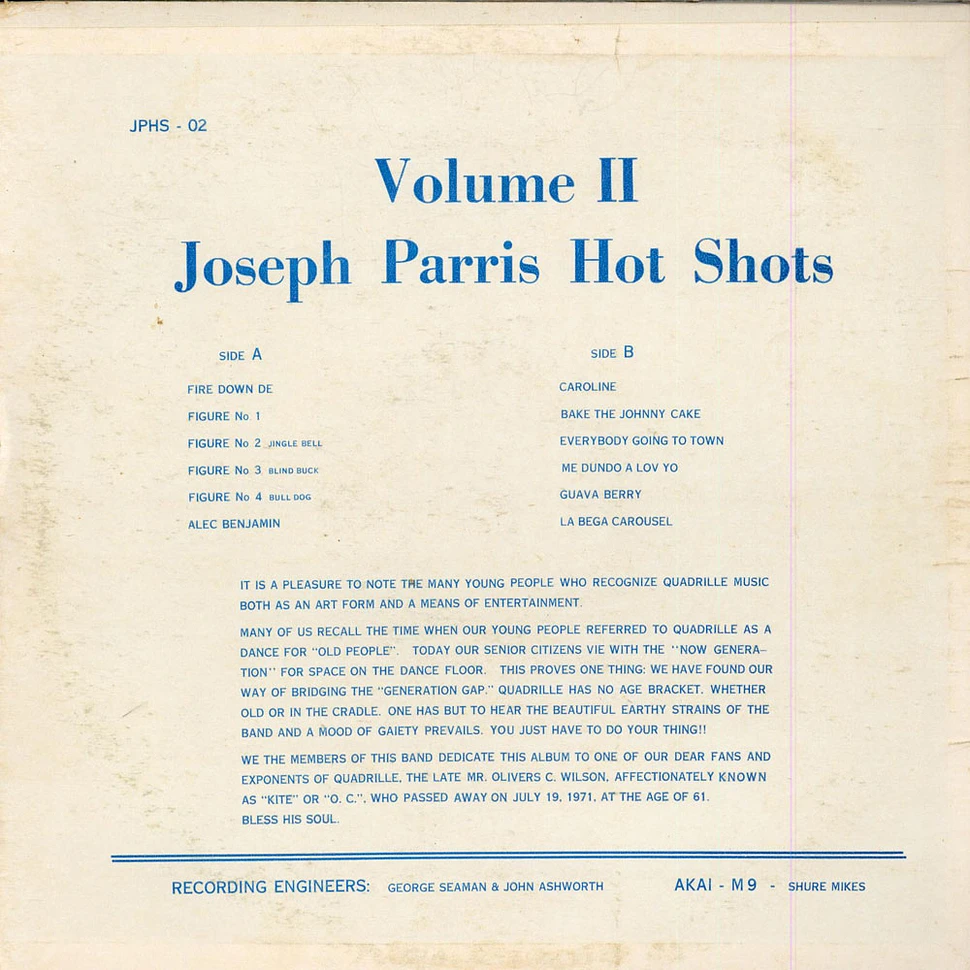 Joseph Parris Hot Shots - Quadrille Band - Vol. II