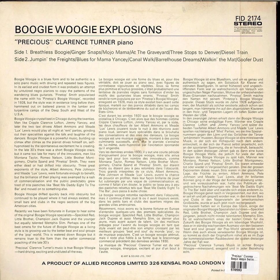 "Precious" Clarence Turner - Boogie Woogie Explosions