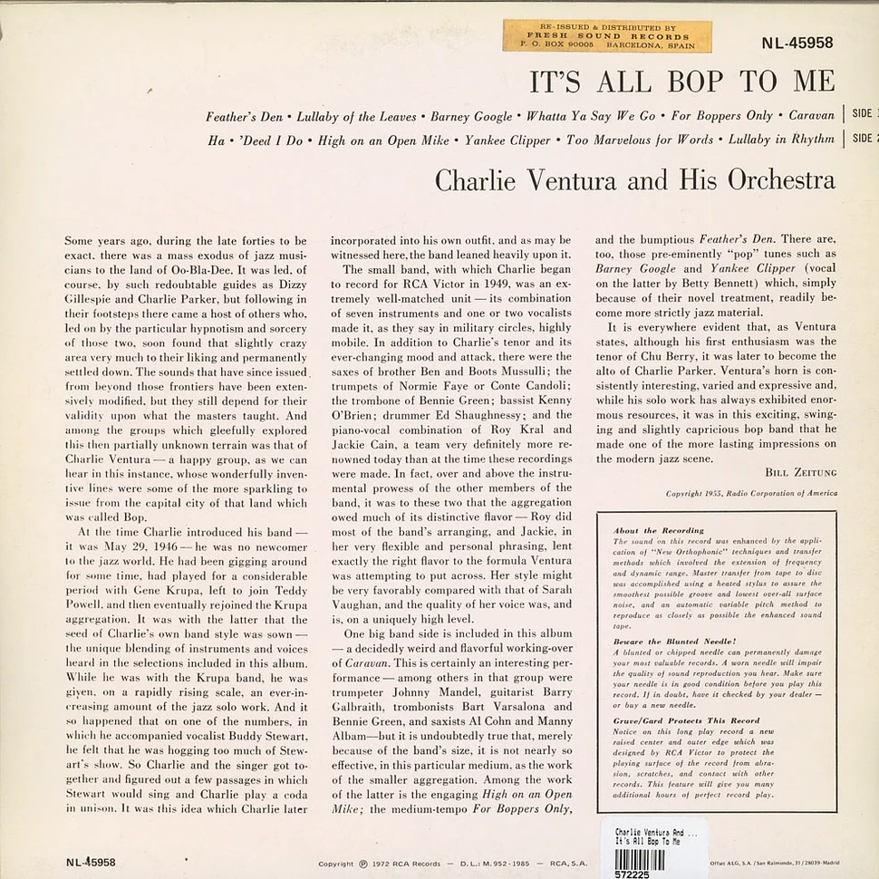 Charlie Ventura And His Orchestra - It's All Bop To Me