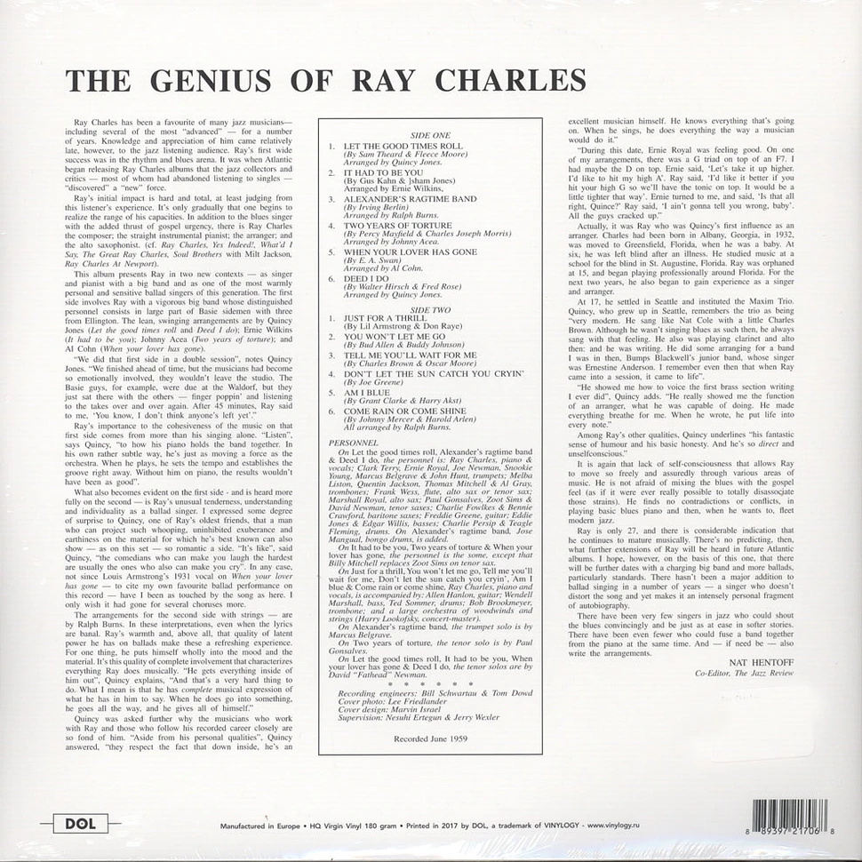 Ray Charles - The Genius Of Ray Charles Gatefold Sleeve Edition
