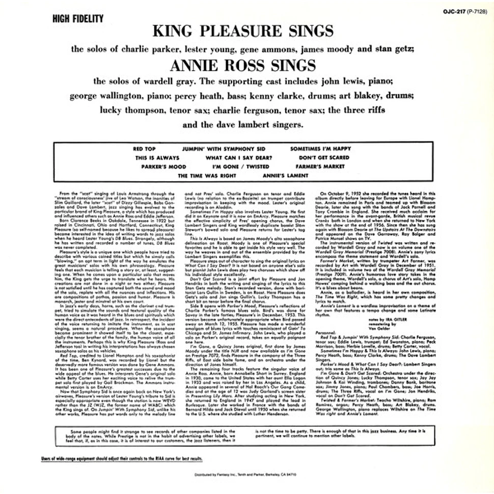 King Pleasure / Annie Ross - King Pleasure Sings / Annie Ross