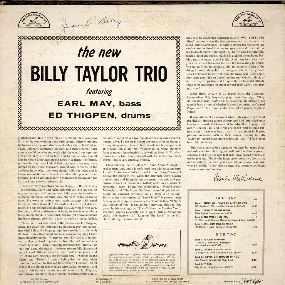 Billy Taylor Trio - The New Billy Taylor Trio