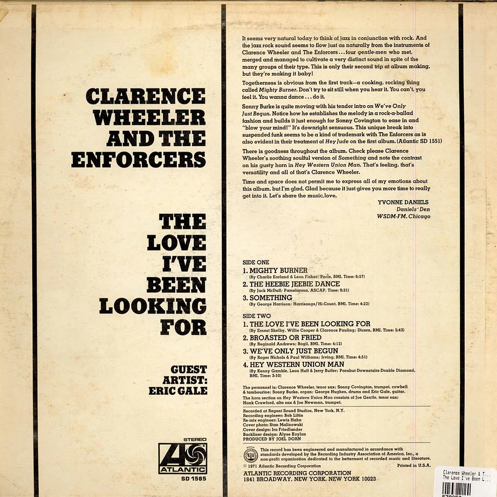 Clarence Wheeler & The Enforcers - The Love I've Been Looking For