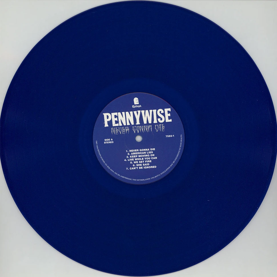 Pennywise - Never Gonna Die Blue Vinyl Edition