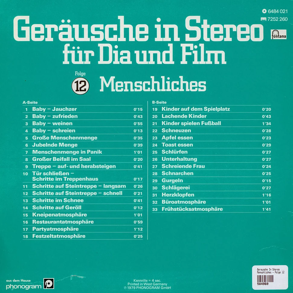 No Artist - Geräusche In Stereo Für Dia Und Film - Folge 12 - Menschliches
