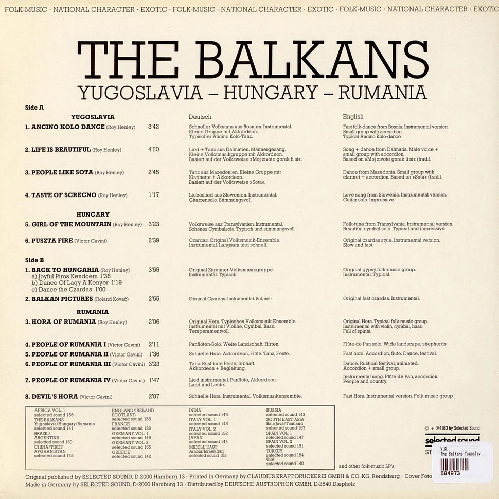 V.A. - The Balkans Yugoslavia - Hungary - Rumania