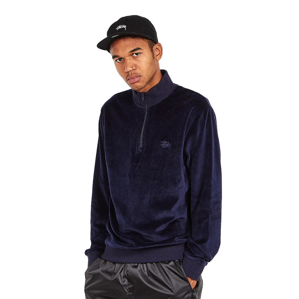 Stüssy - Velour LS Zip Mock Neck Sweater