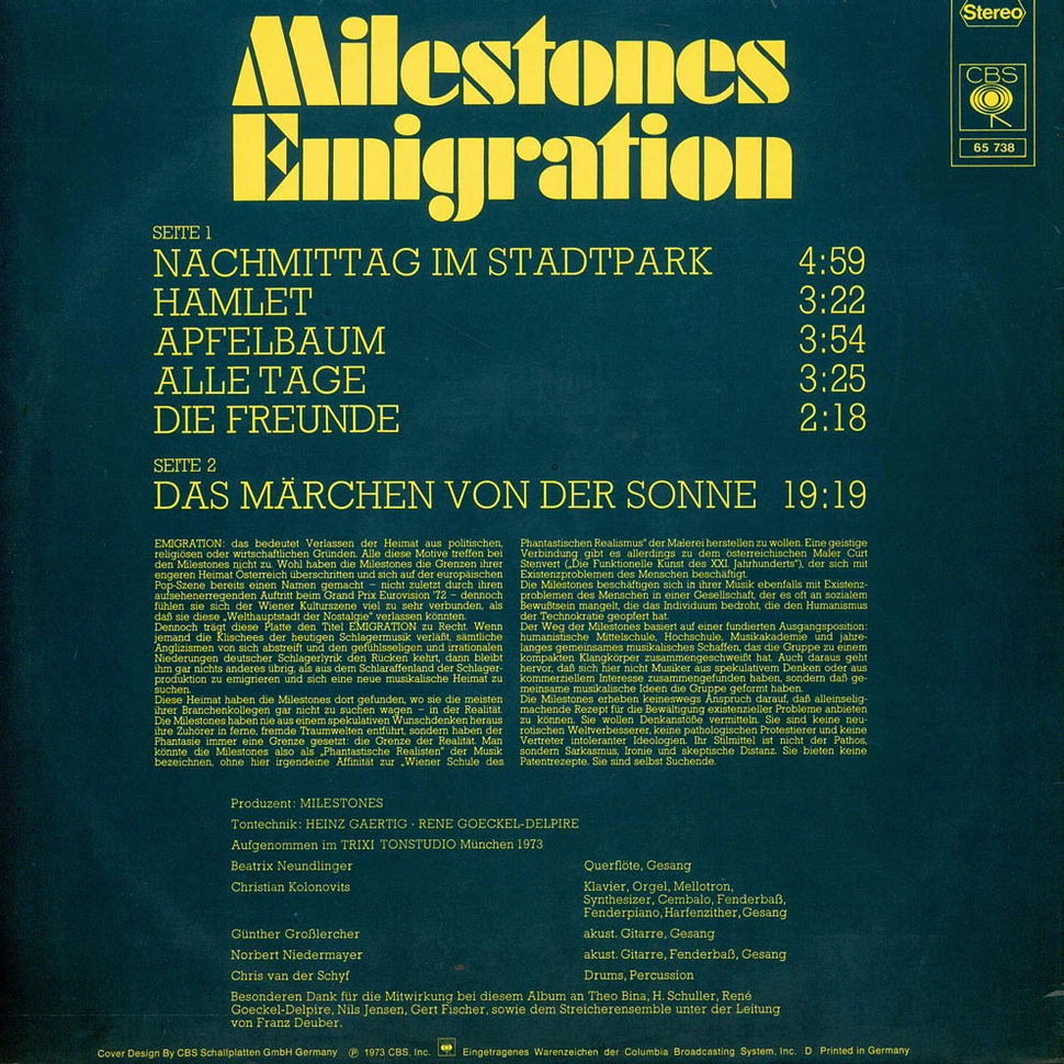 Milestones - Emigration