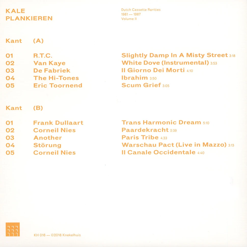 Kale Plankieren - Dutch Cassette Rarities 1981-1987 Volume 2