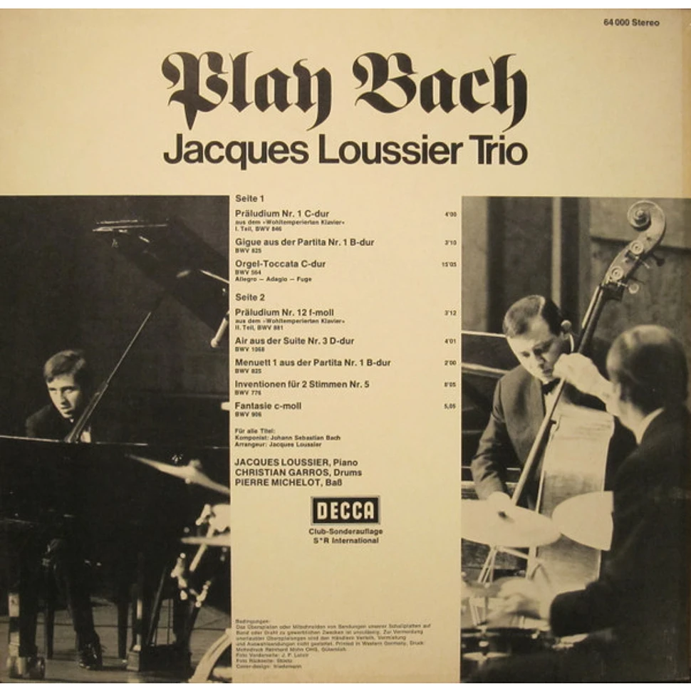 Jacques Loussier Trio - Play Bach
