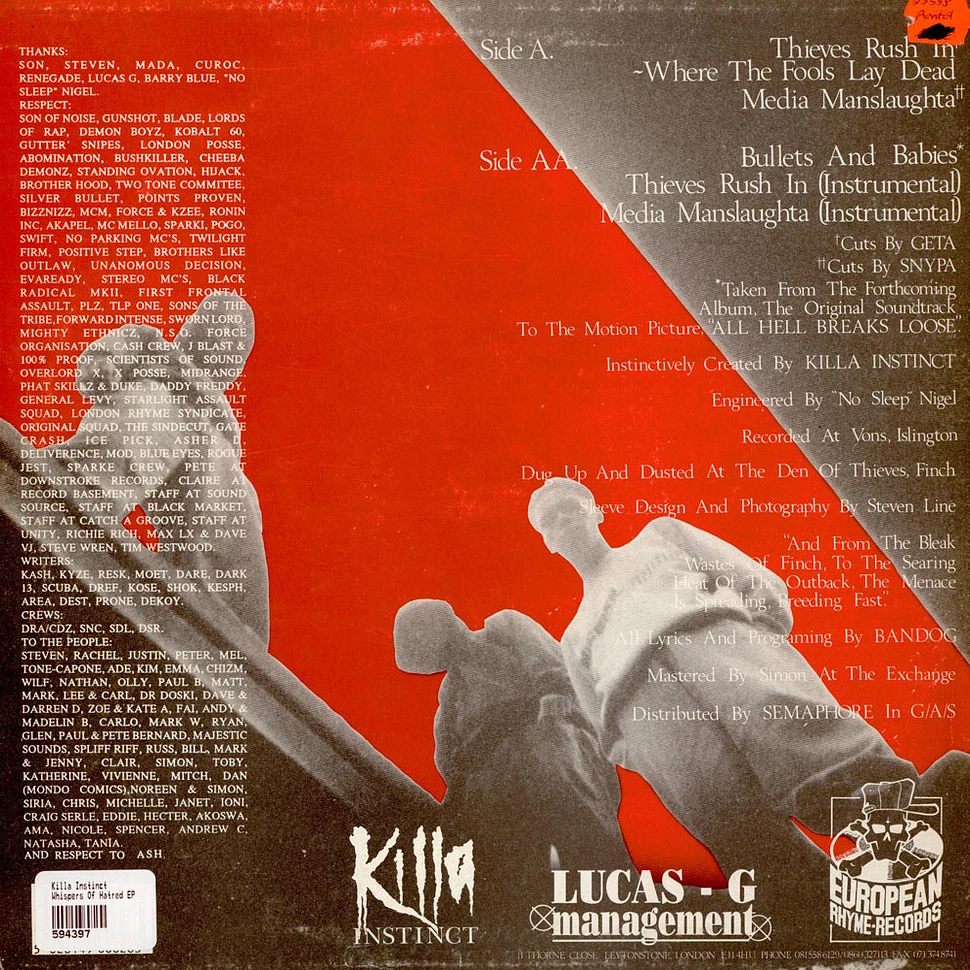 Killa Instinct - Whispers Of Hatred E.P.