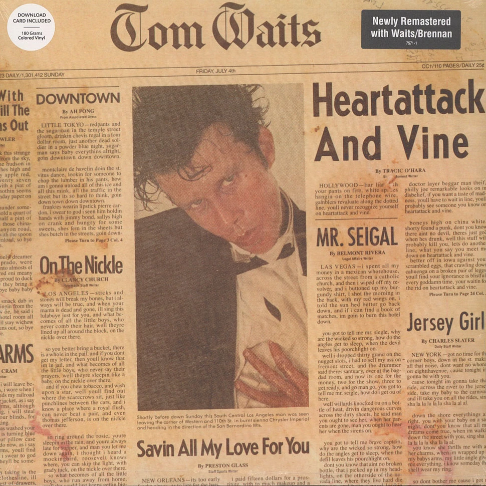 Tom Waits - Heartattack And Vine Remastered Clear Vinyl Edition