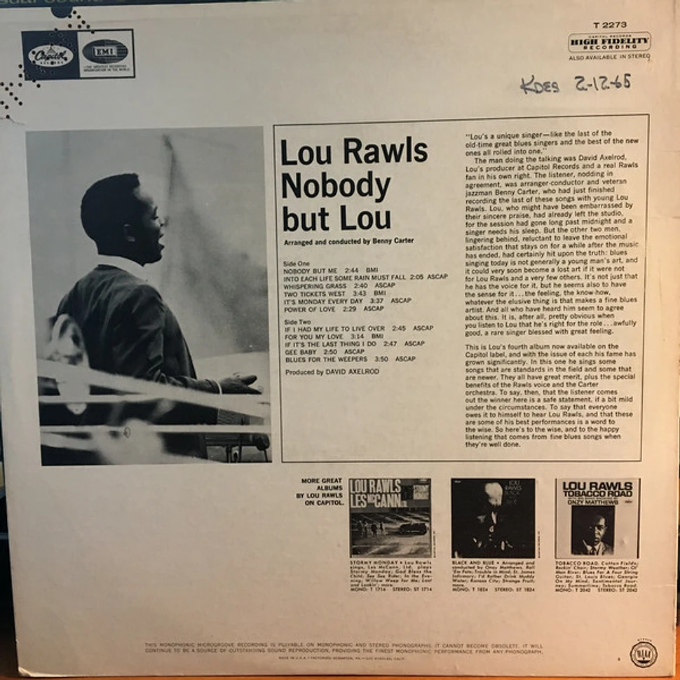 Lou Rawls - Nobody But Lou