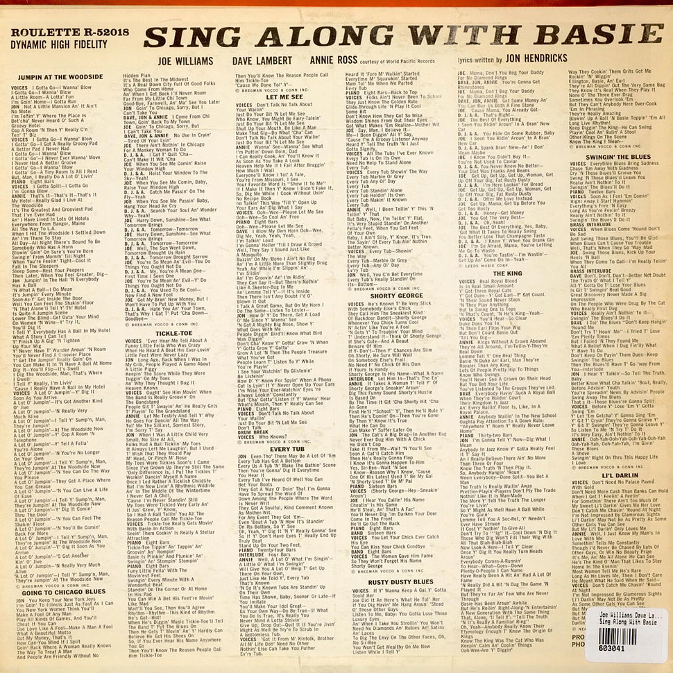 Joe Williams, Dave Lambert , Jon Hendricks, Annie Ross Plus Count Basie Orchestra - Sing Along With Basie