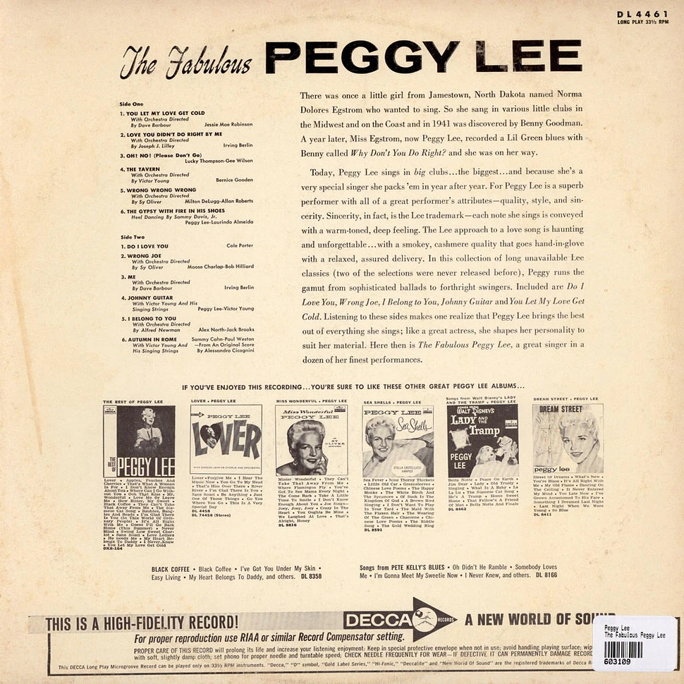 Peggy Lee - The Fabulous Peggy Lee
