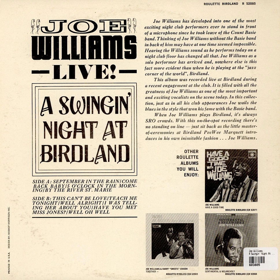 Joe Williams - A Swingin' Night At Birdland