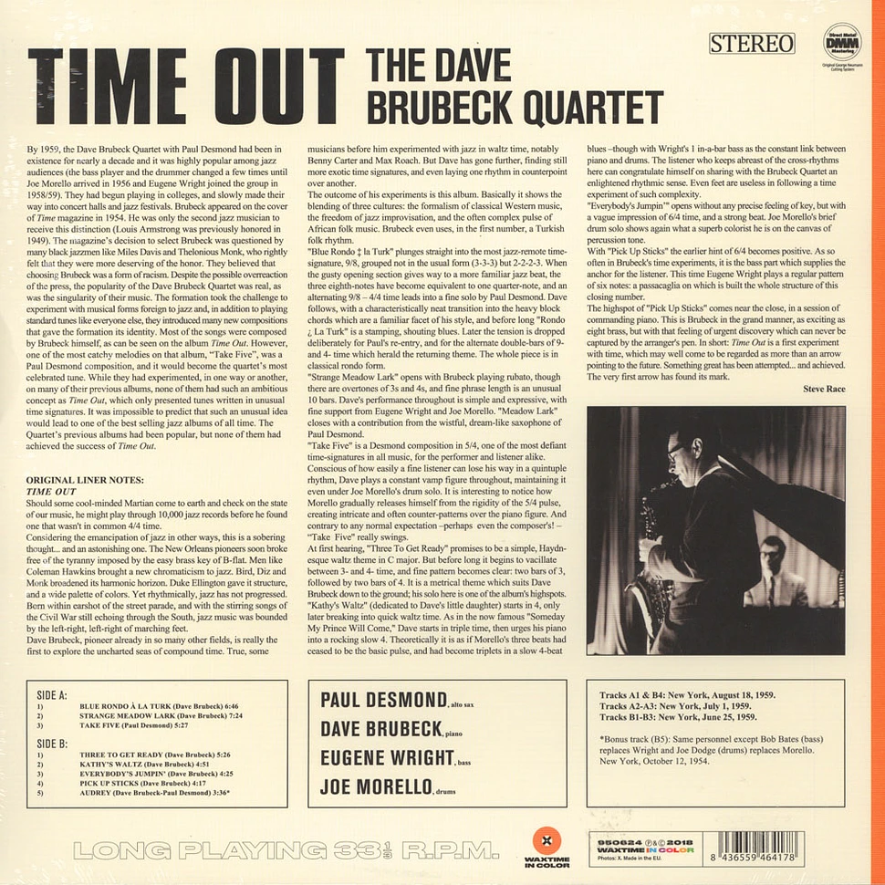 Dave Brubeck - Time Out Orange Vinyl Edition