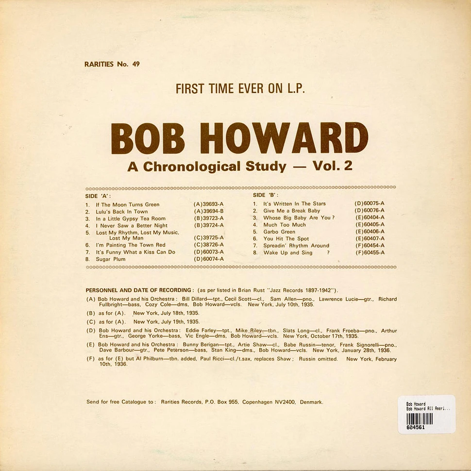 Bob Howard - Bob Howard All American Swing Groups - A Chronological Study - Vol. 3