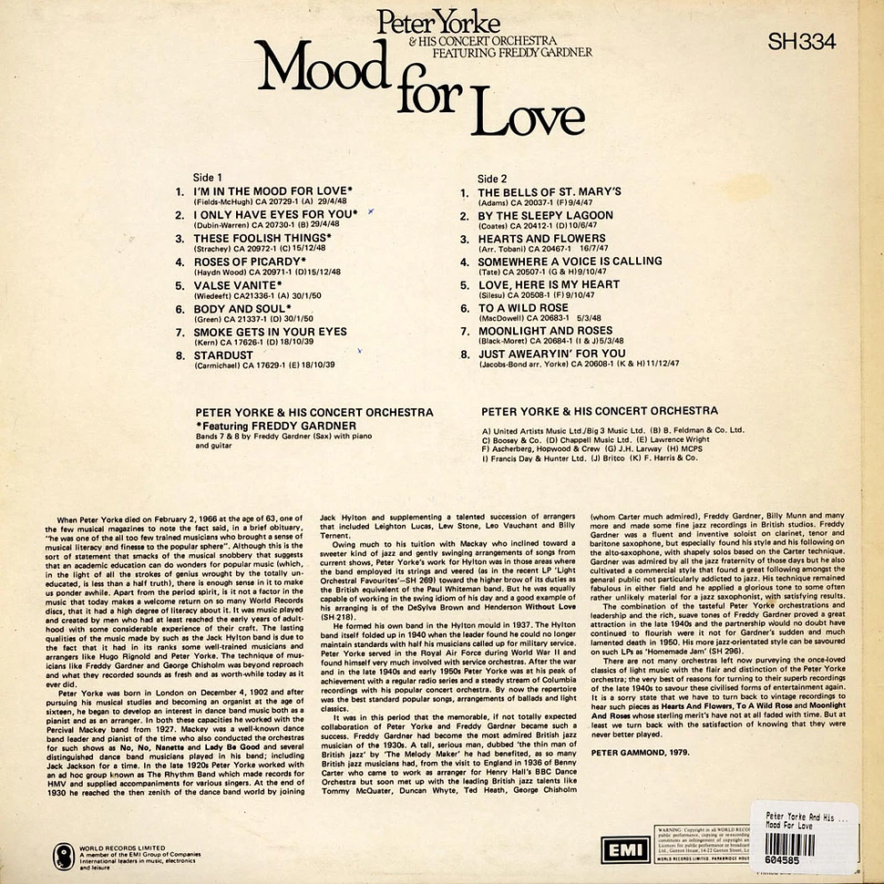 Peter Yorke And His Concert Orchestra Featuring Freddy Gardner - Mood For Love