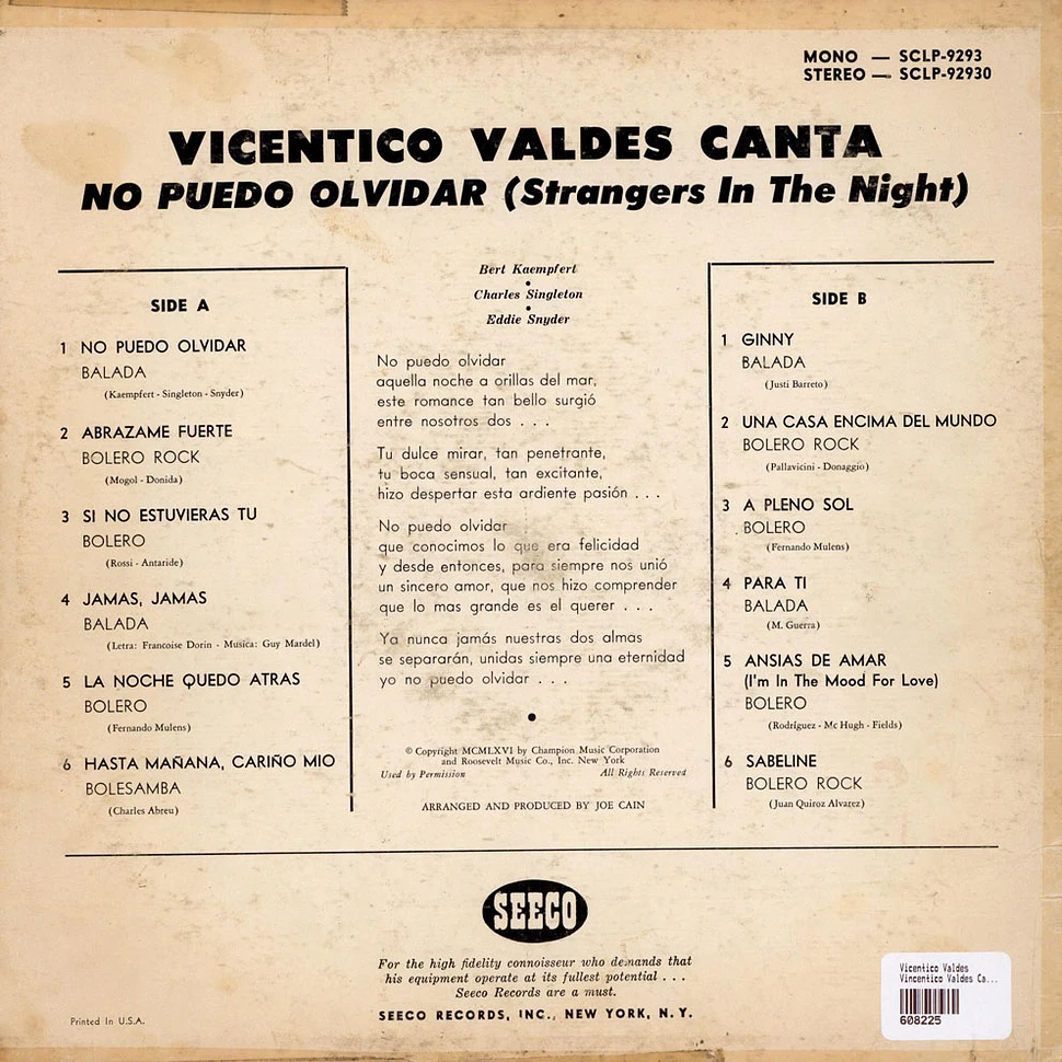 Vicentico Valdes - Vincentico Valdez Canta No Puedo Olvidar