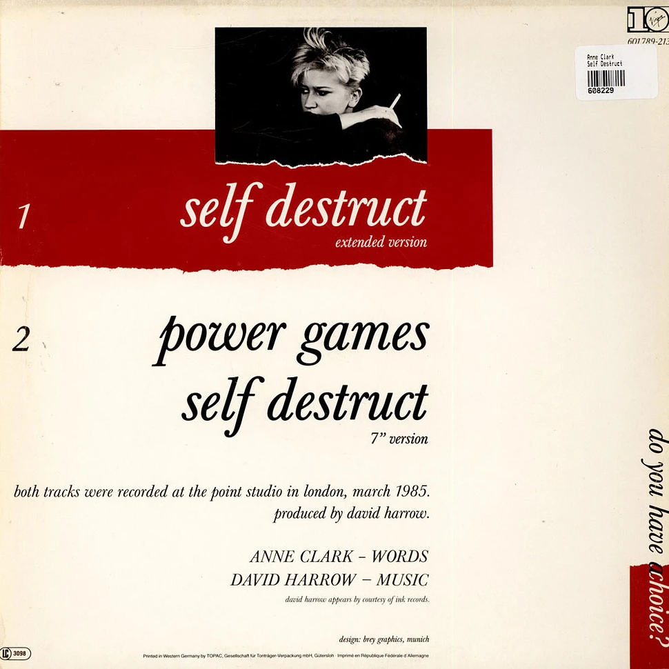 Anne Clark - Self Destruct / Power Games