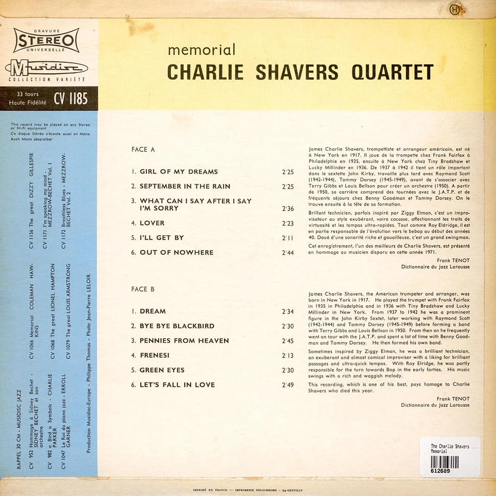 The Charlie Shavers Quartet - Memorial