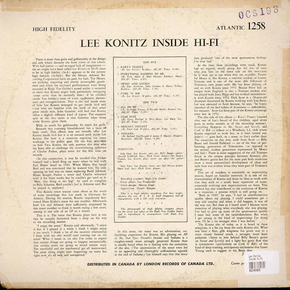 Lee Konitz - Inside Hi-Fi