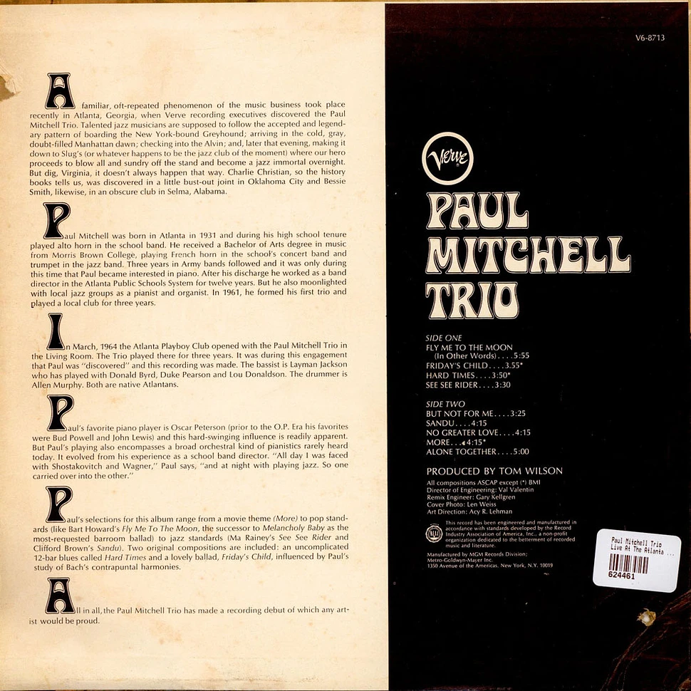 Paul Mitchell Trio - Live At The Atlanta Playboy Club