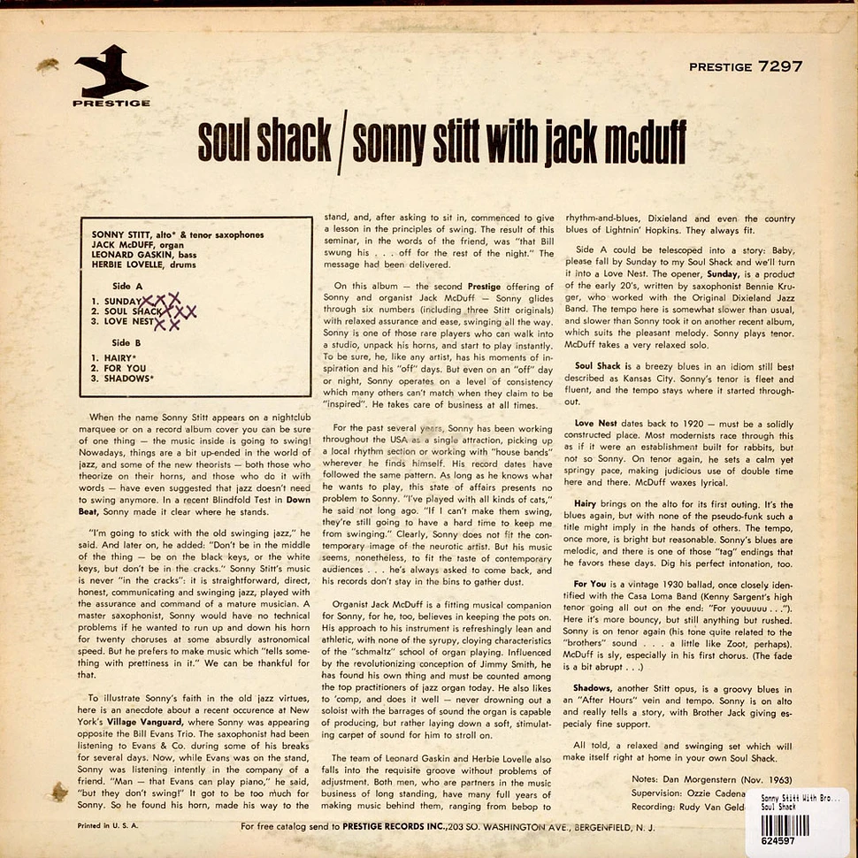 Sonny Stitt With Brother Jack McDuff - Soul Shack