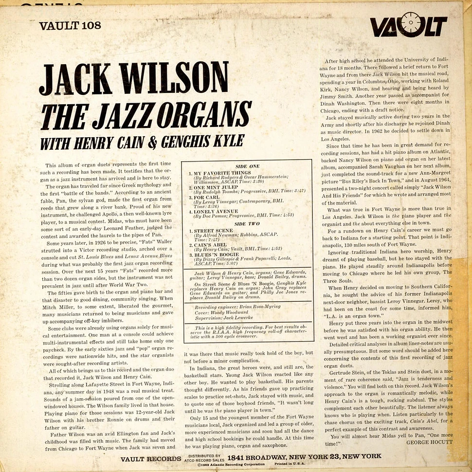Jack Wilson - The Jazz Organs