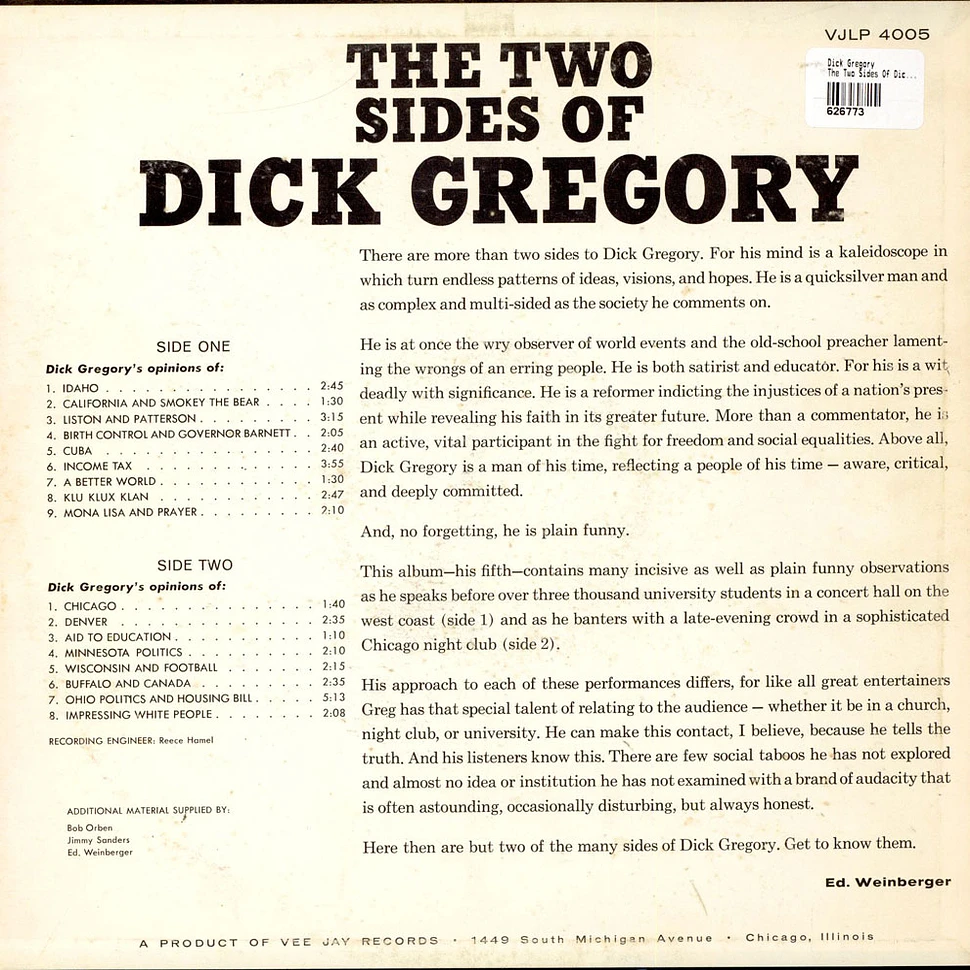 Dick Gregory - The Two Sides Of Dick Gregory
