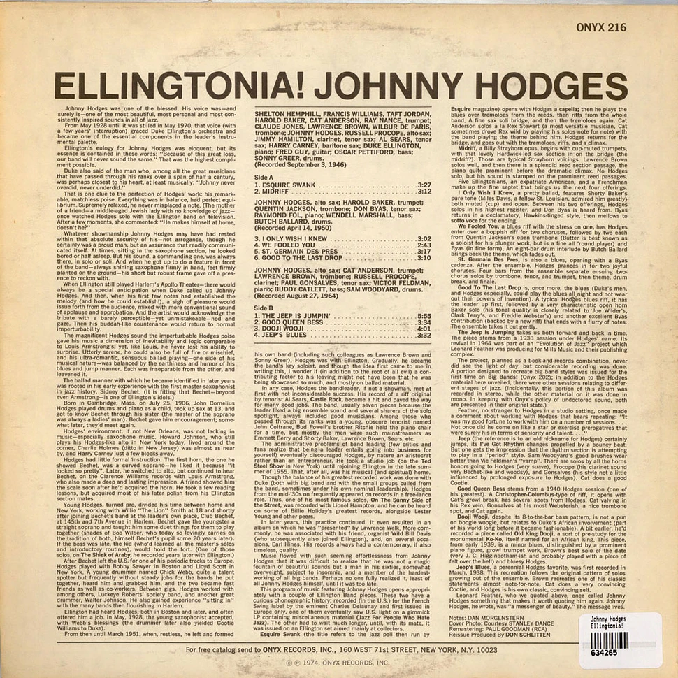 Johnny Hodges - Ellingtonia!